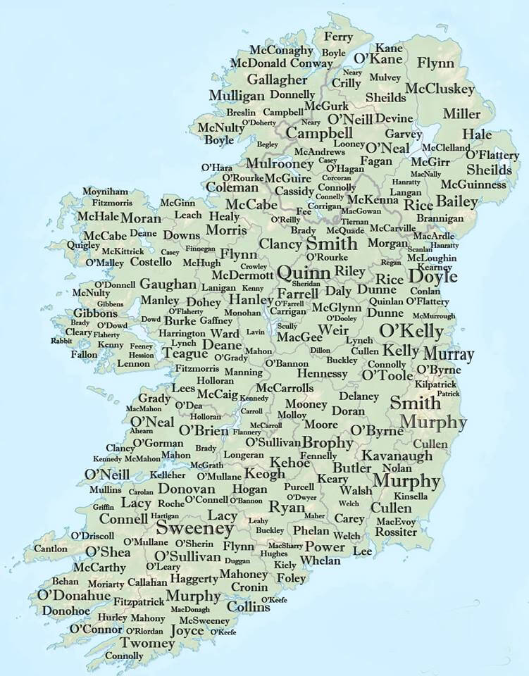 List Of The Top Surnames In Ireland