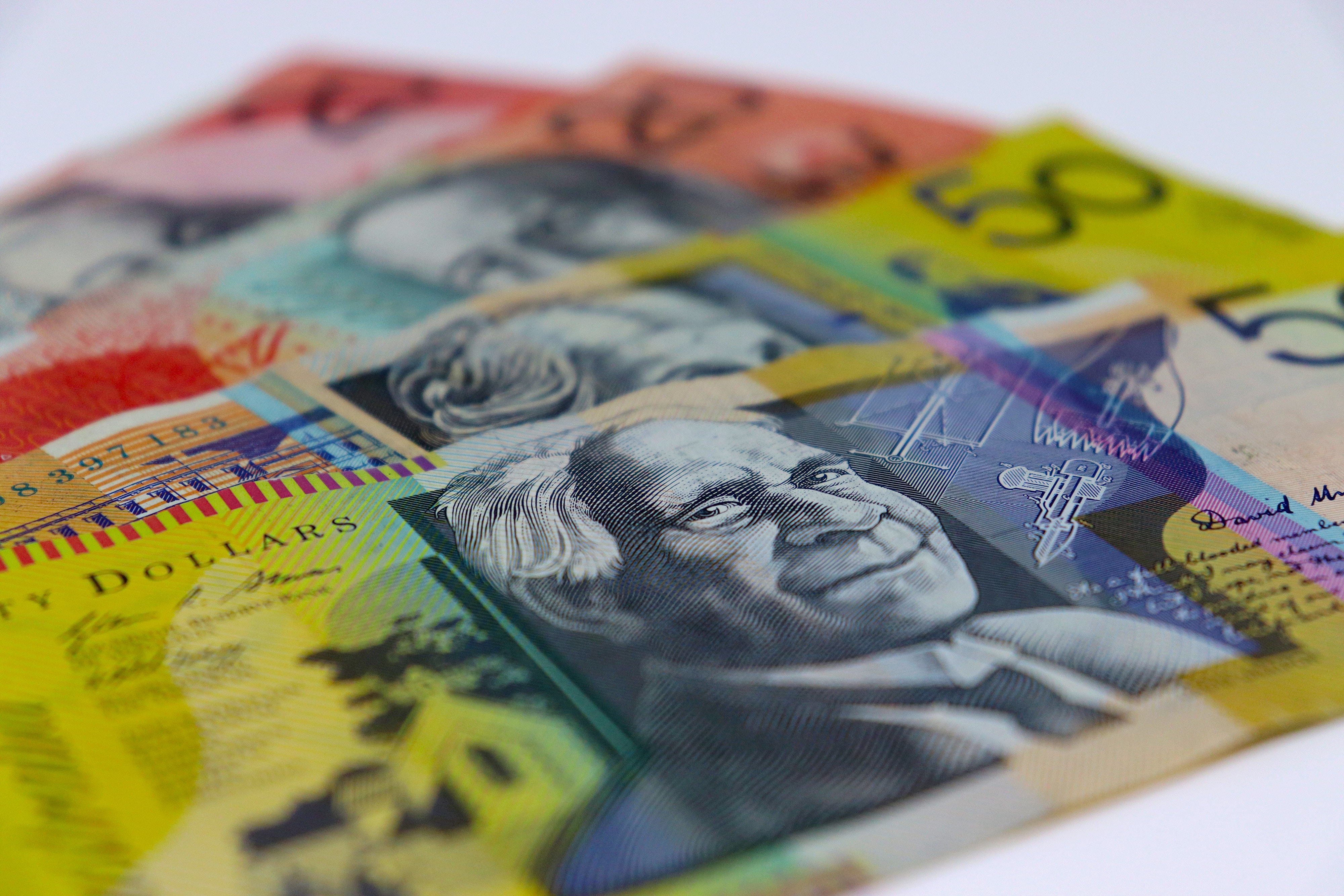 Picture of Australian currency on a table 