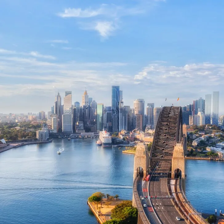 Sydney Harbour Bridge and city skyline in Australia